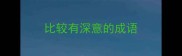 比较有深意的成语