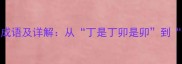100个包含丁字的成语及详解从丁是丁卯是卯到丁年月日时的深度