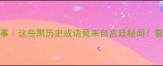 历史冷门成语故事这些黑历史成语竟来自宫廷秘闻看完秒变知识博主