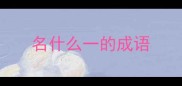 名什么一的成语