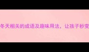 冬日必学10个与冬天相关的成语及趣味用法让孩子秒变诗词小达人