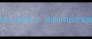 放之四海而皆准vs放虎归山成语中的放字智慧与深层含义
