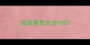 成语意思大全100
