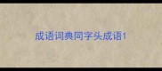 成语词典同字头成语