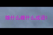 雄什么雌什么成语