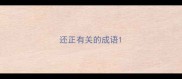 还正有关的成语