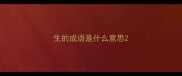 生的成语是什么意思