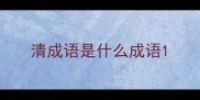 清成语是什么成语