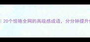 高上成语合集20个惊艳全网的高级感成语分分钟提升你的表达力