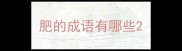 肥的成语有哪些