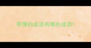 带慢的成语有哪些成语