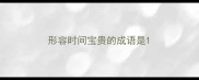 形容时间宝贵的成语是