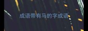 成语带有马的字成语
