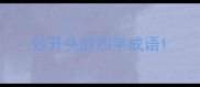 妙开头的四字成语