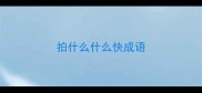 拍什么什么快成语