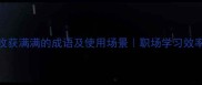 10个表达收获满满的成语及使用场景职场学习效率翻倍指南