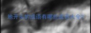 地开头的成语有哪些成语大全