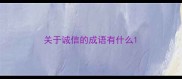 关于诚信的成语有什么