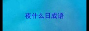 夜什么日成语
