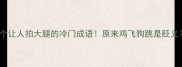 30个让人拍大腿的冷门成语原来鸡飞狗跳是贬义