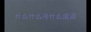 什么什么冷什么成语