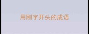 用刚字开头的成语