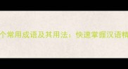 100个常用成语及其用法快速掌握汉语精髓