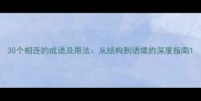 30个相连的成语及用法从结构到语境的深度指南