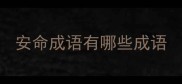 安命成语有哪些成语