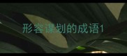 形容谋划的成语