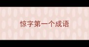 惊字第一个成语