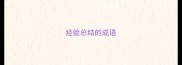 经验总结的成语