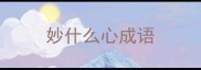 妙什么心成语
