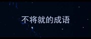 不将就的成语