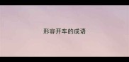 形容开车的成语
