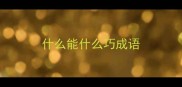 什么能什么巧成语