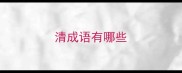 清成语有哪些