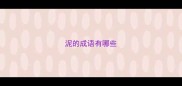 泥的成语有哪些