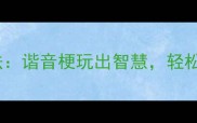 成语谐音替换法谐音梗玩出智慧轻松记住冷门成语