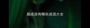 眉成语有哪些成语大全