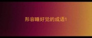 形容睡好觉的成语