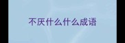 不厌什么什么成语
