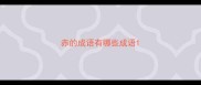 赤的成语有哪些成语