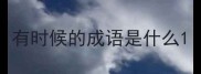 有时候的成语是什么