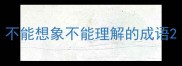 不能想象不能理解的成语