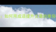 深入浅出如何用成语提升文章的雅俗共赏效果