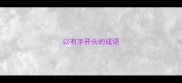 以有字开头的成语