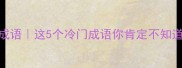 手在第二个的成语这5个冷门成语你肯定不知道秒杀同龄人