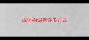 成语构词有许多方式