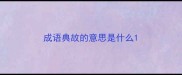 成语典故的意思是什么